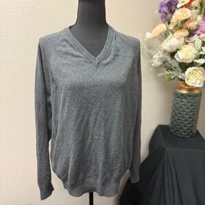 Dockers Men's Classic Fit Gray V-Neck Cotton Sweater Size L